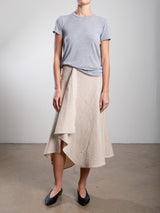 Selena Skirt in Brushed Pinstripe - Oat