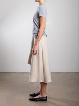 Selena Skirt in Brushed Pinstripe - Oat