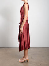 Samara Skirt in Vintage Satin - Port