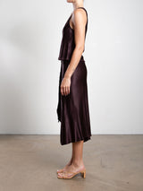 Samara Skirt in Vintage Satin - Raisin
