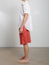 Inez Short in French Linen - Persimmon