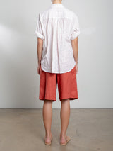 Inez Short in French Linen - Persimmon