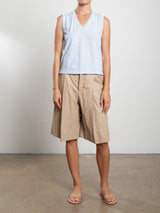 Inez Short in Faux Leather - Biscotti