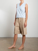Inez Short in Faux Leather - Biscotti