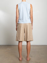 Inez Short in Faux Leather - Biscotti