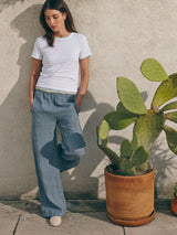 Francine Pant in Heritage Linen - Sea