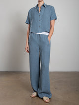 Francine Pant in Heritage Linen - Sea