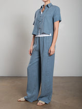Francine Pant in Heritage Linen - Sea