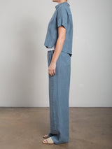Francine Pant in Heritage Linen - Sea