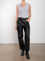 Joss Barrel Pant In Vegan Leather - Black