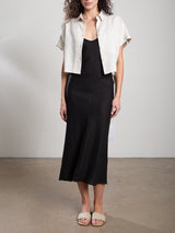 Farrah Slip Dress in French Linen - Black