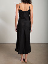 Farrah Slip Dress in French Linen - Black