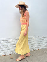 Farrah Slip Dress in French Linen - Butter