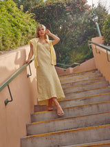 Farrah Slip Dress in French Linen - Butter