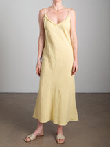 Farrah Slip Dress in French Linen - Butter