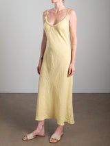 Farrah Slip Dress in French Linen - Butter