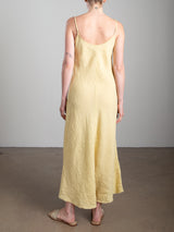 Farrah Slip Dress in French Linen - Butter