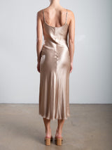 Farrah Slip Dress in Vintage Satin - Buff