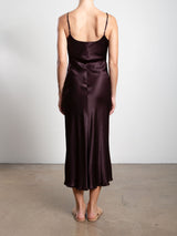 Farrah Slip Dress in Vintage Satin - Raisin