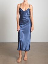 Farrah Slip Dress in Vintage Satin - Steel *Final Sale*