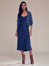 Farrah Slip Dress in Vintage Satin - Steel *Final Sale*