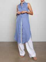 Liz Dress in French Linen - Bay