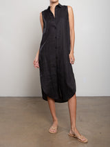 Liz Dress in French Linen - Black