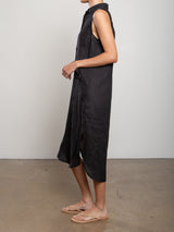 Liz Dress in French Linen - Black