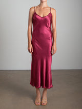 Farrah Slip Dress in Vintage Satin - Currant *Final Sale*