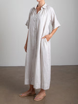 Mona Dress in French Linen - Cement