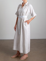 Mona Dress in French Linen - Cement