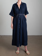 Mona Dress in French Linen - Ink
