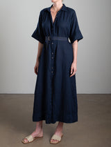Mona Dress in French Linen - Ink