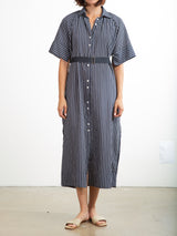Mona Dress in Marina Stripe - Ink