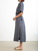 Mona Dress in Marina Stripe - Ink