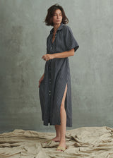 Mona Dress in Marina Stripe - Ink