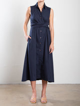 Lucia Dress in Italian Poplin - Ink