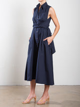 Lucia Dress in Italian Poplin - Ink