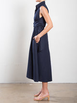 Lucia Dress in Italian Poplin - Ink