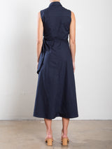 Lucia Dress in Italian Poplin - Ink