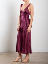 Colette Dress in Vintage Satin - Fig