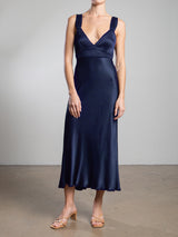 Colette Dress in Vintage Satin - Night
