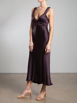 Colette Dress in Vintage Satin - Raisin
