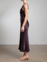 Colette Dress in Vintage Satin - Raisin
