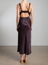 Colette Dress in Vintage Satin - Raisin