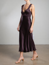 Colette Dress in Vintage Satin - Raisin