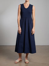 Jaclyn Dress in Paperweight Cotton - Midnight
