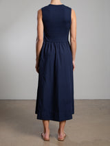 Jaclyn Dress in Paperweight Cotton - Midnight