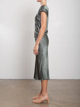 Neve Dress in Vintage Satin - Nori