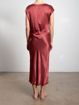 Neve Dress in Vintage Satin - Port